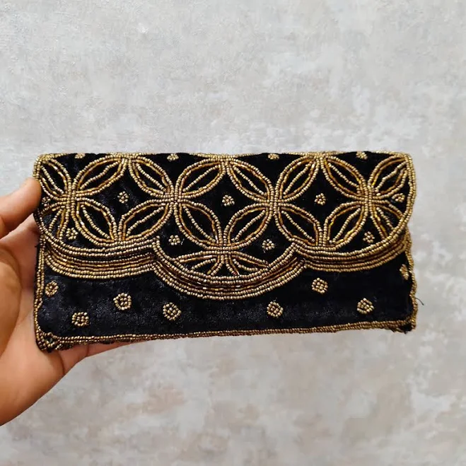 bag Velvet Beaded Clutch with Gold Embroidery Etsy - Seller $35.92