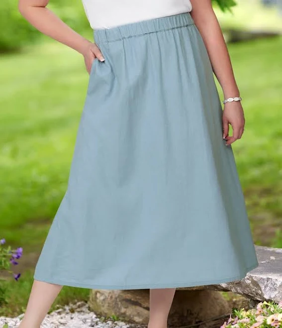 skirt Vermont Country Store Women's Linen-Blend Midi Skirt with Pockets The Vermont Country Store $69.95