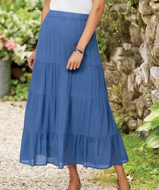 skirt Vermont Country Store Women's Soft Silhouette Tiered Maxi Skirt The Vermont Country Store $64.95