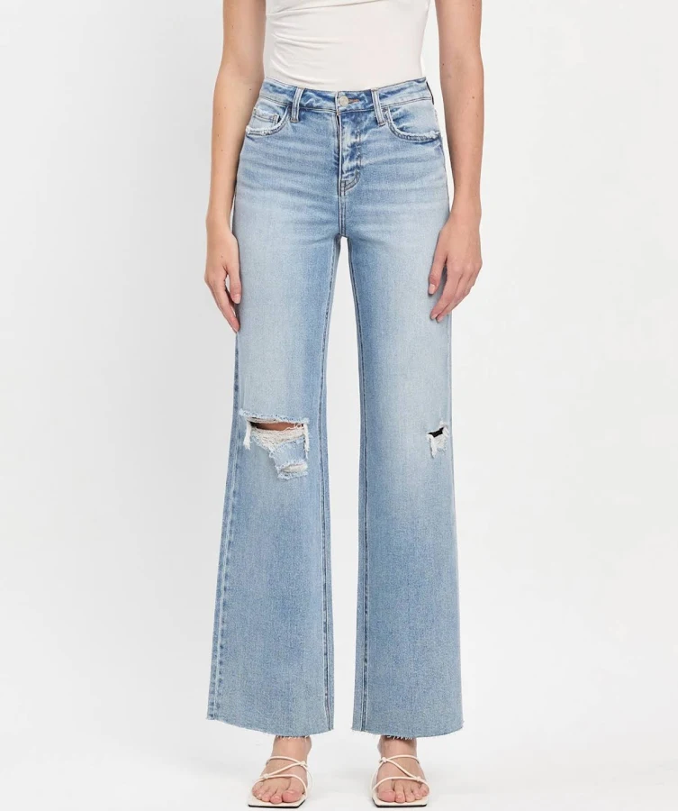 jeans Vervet Women's High Rise Raw Hem Wide Leg Jeans Macy's $84.9