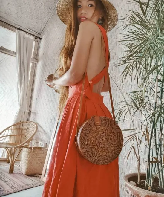 bag Vintage Boho Bali Round Rattan Bag Etsy - Seller $15.23