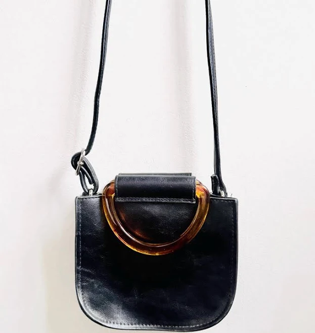 bag Vintage Faux Leather Crossbody Purse with Tortoiseshell Top Handles Etsy - Seller $25