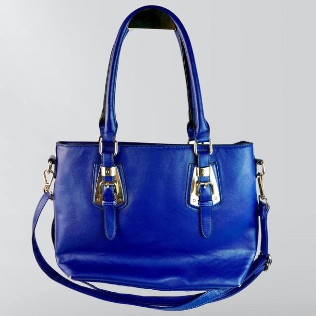 bag Vintage Vegan Leather Navy Blue Gold Hardware Shoulder Bag Purse eBay $25