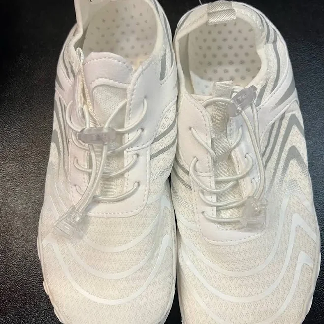 shoes White Athletic Sneakers with Silver Accents1 Whatnot $15