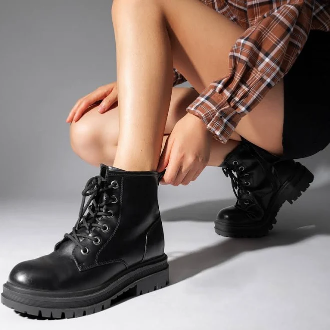 shoes Women Lace Up Faux Leather Military Combat Boots Classic Side Zipper eBay - dreampairs.officialstore $33.99