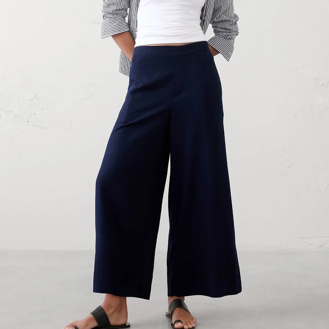 pants Women's Anyday Wide-Leg High-Rise Linen-Blend Cropped Pant Banana Republic Factory $40