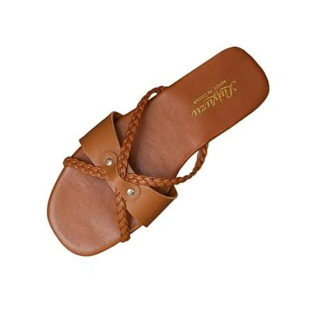 shoes Women's Braided Synthetic Faux Leather Slide Sandals Walmart - GUZOM SHOES $15.56