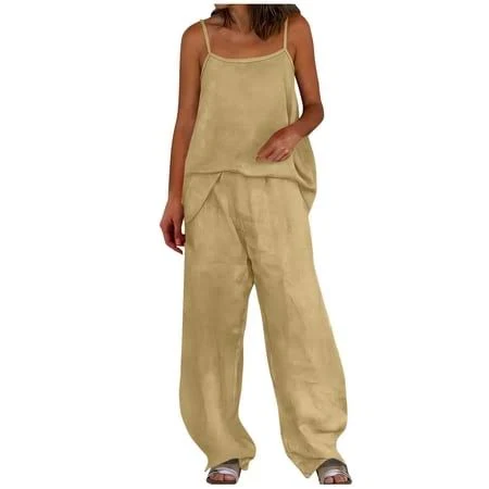 linen outfit Women's Cotton Linen Two Piece Set Walmart - chukd $15.89