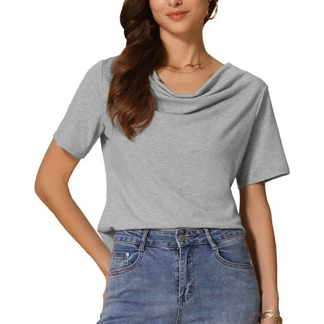 cowl neck top Women's Cowl Neck Short Sleeve Stretchy Blouse Kohl's $24.49