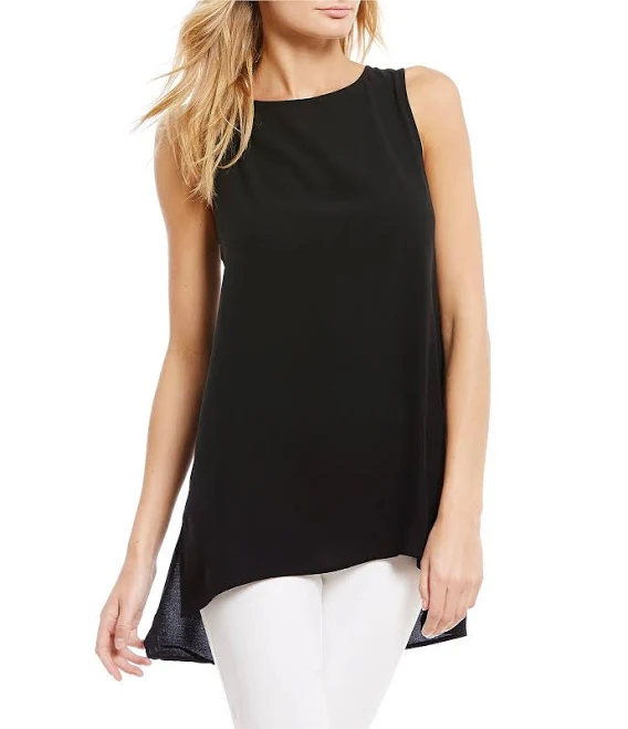 top Womens Eileen Fisher Tops Bateau-Neck Silk Crepe Shell Eileen Fisher Dillard's $218