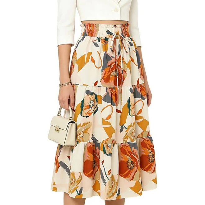 skirt Women's Floral Print Tiered Midi Skirt Kohl's $30.59