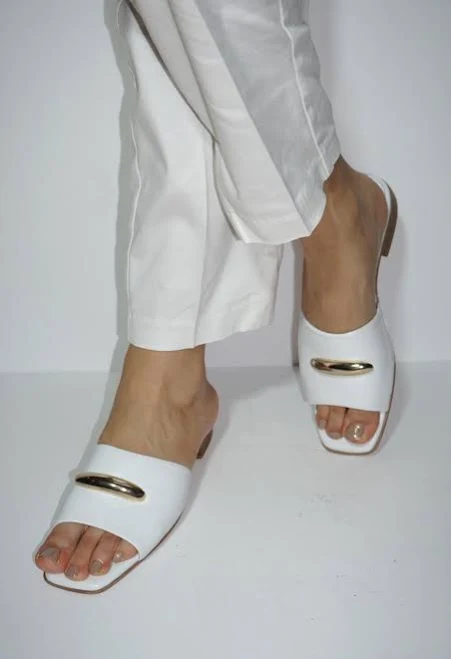 shoes Women's Genuine Leather Slip-On Slides with Gold Buckle Etsy - Seller $133.47