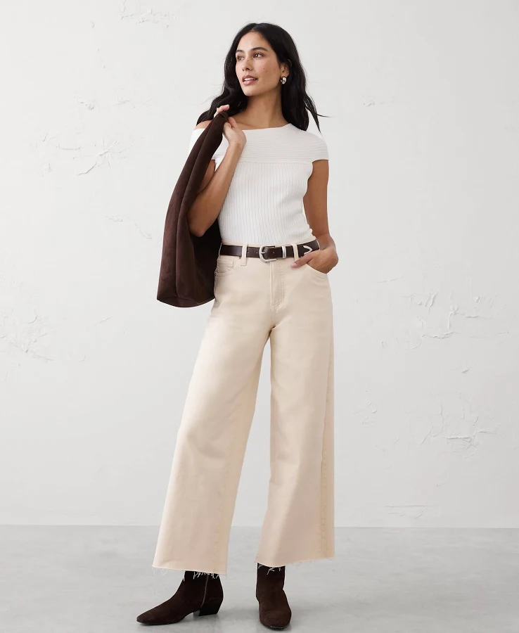 jeans Women's High-Rise Wide-Leg Cropped Jeans Banana Republic Factory $60