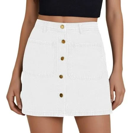 bottoms Women's High-Waisted Denim Mini Skirt with Patch Pockets Walmart - Rkfmvd $8.75