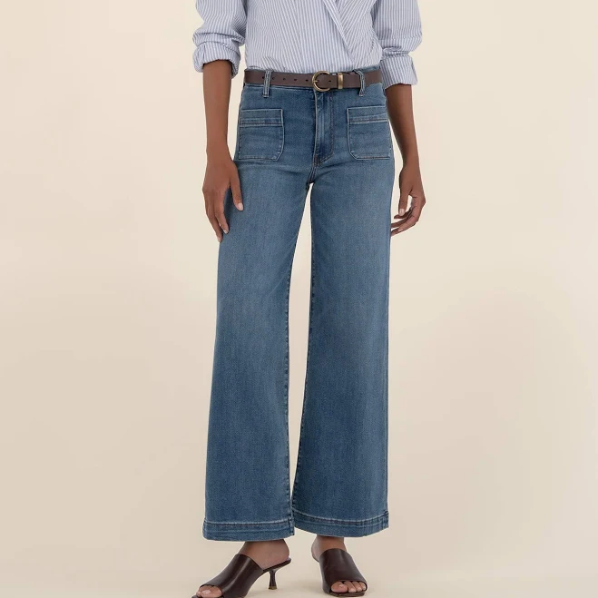 bottom Women's Kut From The Kloth Meg Utility Pocket High Waist Wide Leg Jeans Kut from the Kloth $119