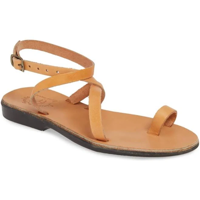 shoes Women's Leather Thin Ankle Strap Sandal - Mara - Tan, Size 9 | Hand-Crafted - Light & Flexible | Jerusalem Sandals Jerusalem Sandals $77.95