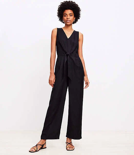 jumpsuit Women's Loft Tie Front Linen Blend Jumpsuit LOFT $33.6