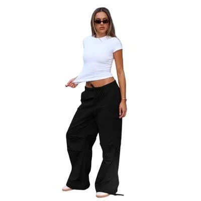cargo pants Women's Loose Drawstring Multi-Pocket Straight-leg Cargo Pants Target $49.99