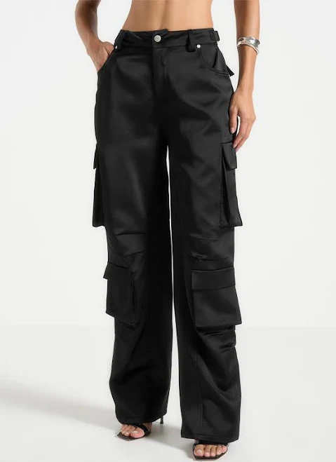 pants Women's Manière De Voir Emilie Satin High Waisted Cargo Pants Manière De Voir $200