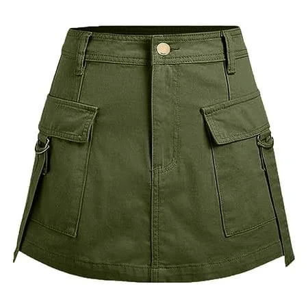 skirt Women's Mini Length Cargo Skirt with Pockets Walmart - NMMUED $25.09