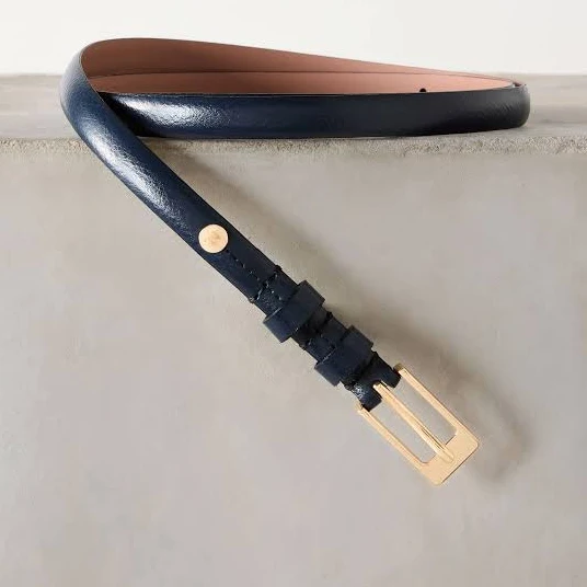 accessory Womens NEXT Navy Blue N. Premium Skinny Made In Italy Leather Belt Next USA $37
