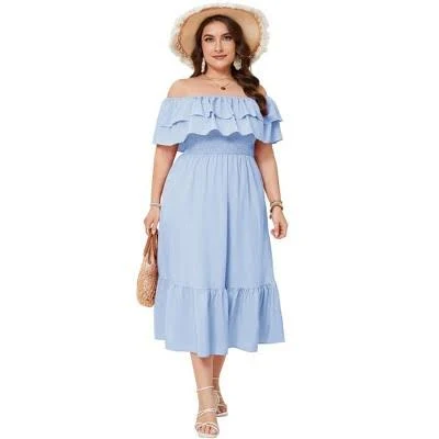 dress Women's Off Shoulder Ruffled Smocked Waist Maxi Dress Target $39.99