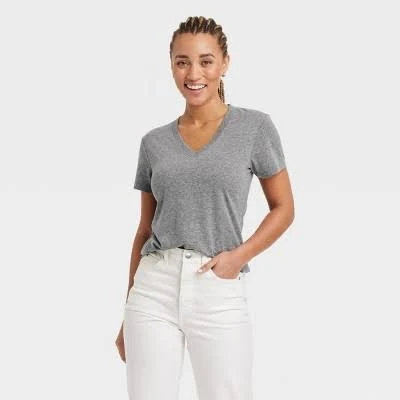 v neck Women's Short Sleeve V-Neck T-Shirt Universal Thread Heather Target $6.5