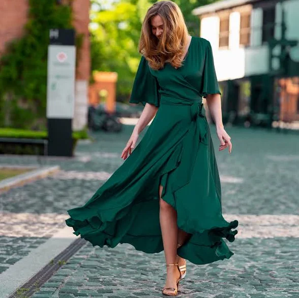 dress Women's Silk Wrap Maxi Dress Etsy - ENMEstyle $90.35