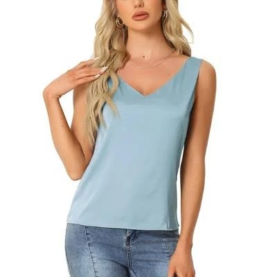 sleeveless top Women's Silky Satin V-Neck Sleeveless Tank Top Target $18.99