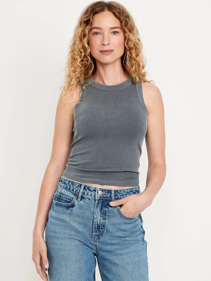 top Women's Snug Crop Tank Top BLACK COFFEE Old Navy $7.49