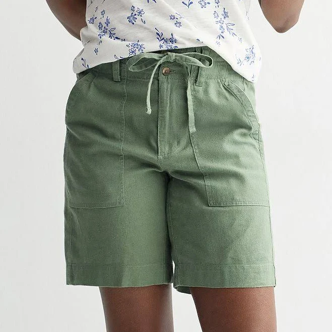 shorts Women's Sonoma Goods For Life High Rise Linen Bermuda Shorts, Size: Large, Manolo Olive Kohl's $29.74