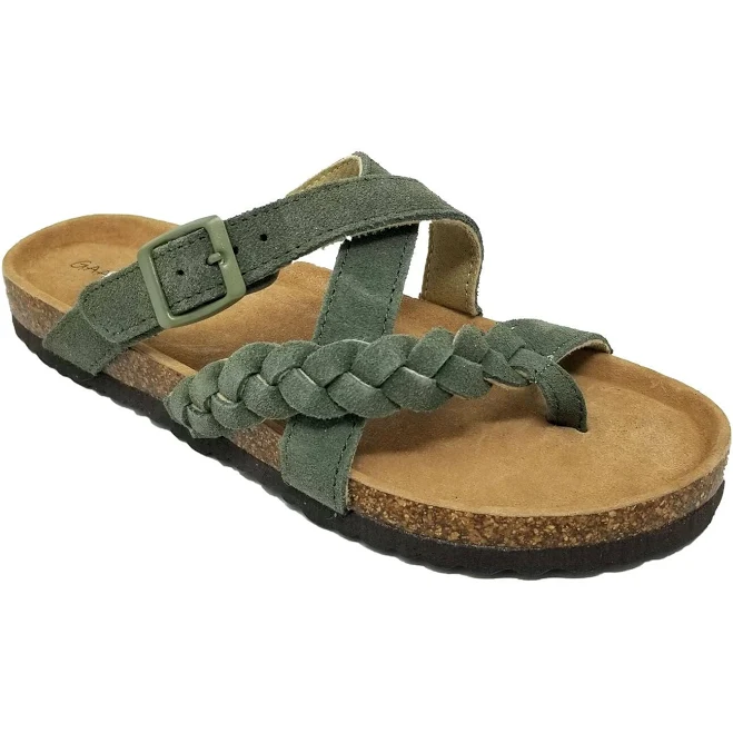 shoes Women's Suede Leather Braided Criss Cross Footbed Sandal by Gaahuu Woman Within $31.99