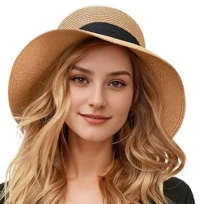 accessory Women's Wide Brim Straw Sun Hat with Ribbon Bow Target $19.99