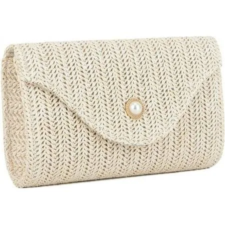 bag Women's Woven Straw Pearl Clutch Bag Walmart - Gioobbt $23.98