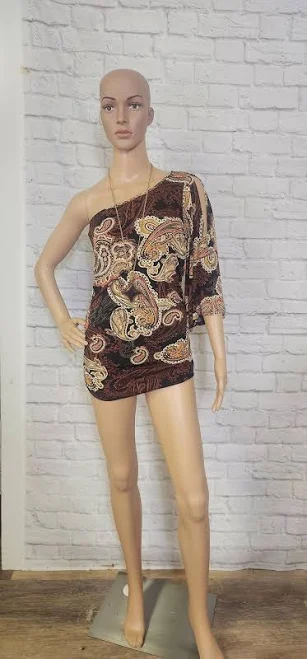 one shoulder top Y2K One Shoulder Paisley Chiffon Tunic Etsy - PsychedelicPinup $33.01