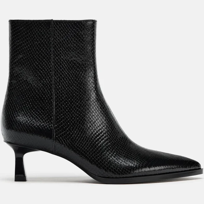 shoes Zara Embossed Heeled Ankle Boots Zara USA $75.9