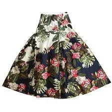 skirt Zara Floral Printed MIDI Skirt S High Waisted Pleated Full Skirt Navy Pink Cream eBay $25.19