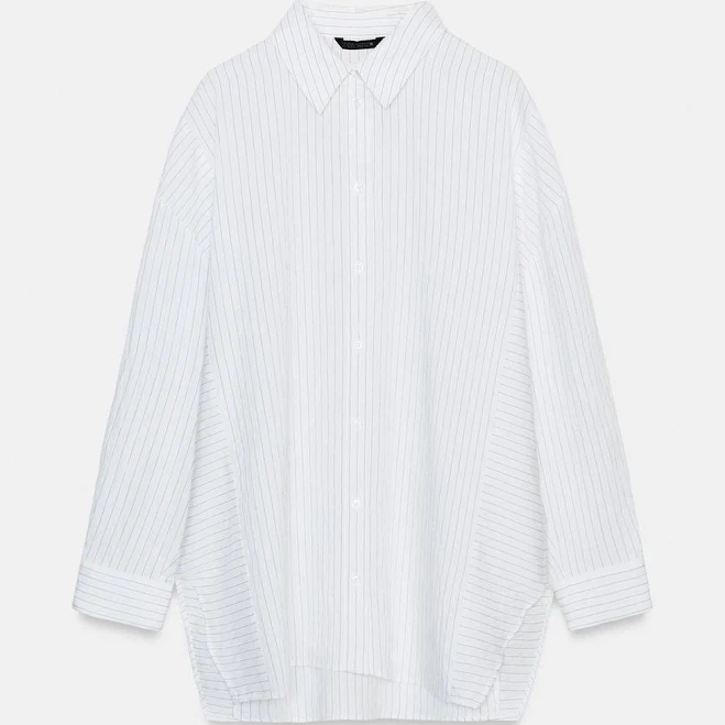 outerwear Zara Women's Oversized Striped Shirt Zara USA $49.9