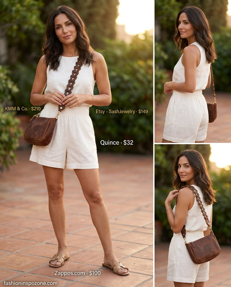 Ivory linen shorts & oversized shirt outfit for summer must have capsule outfits for women 2026. Chic & relaxed.
