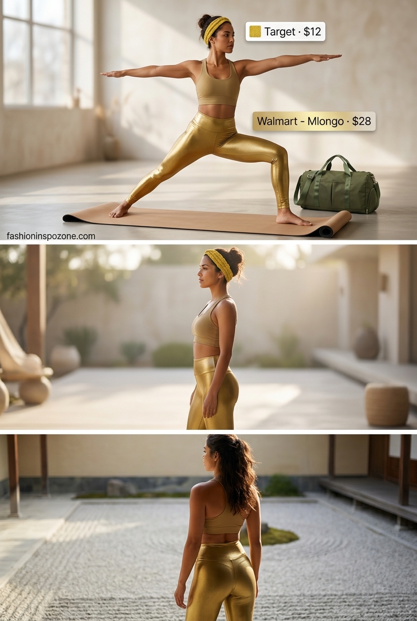 Golden yellow seamless leggings for summer yoga outfits 2026. Vibrant & focused flow.