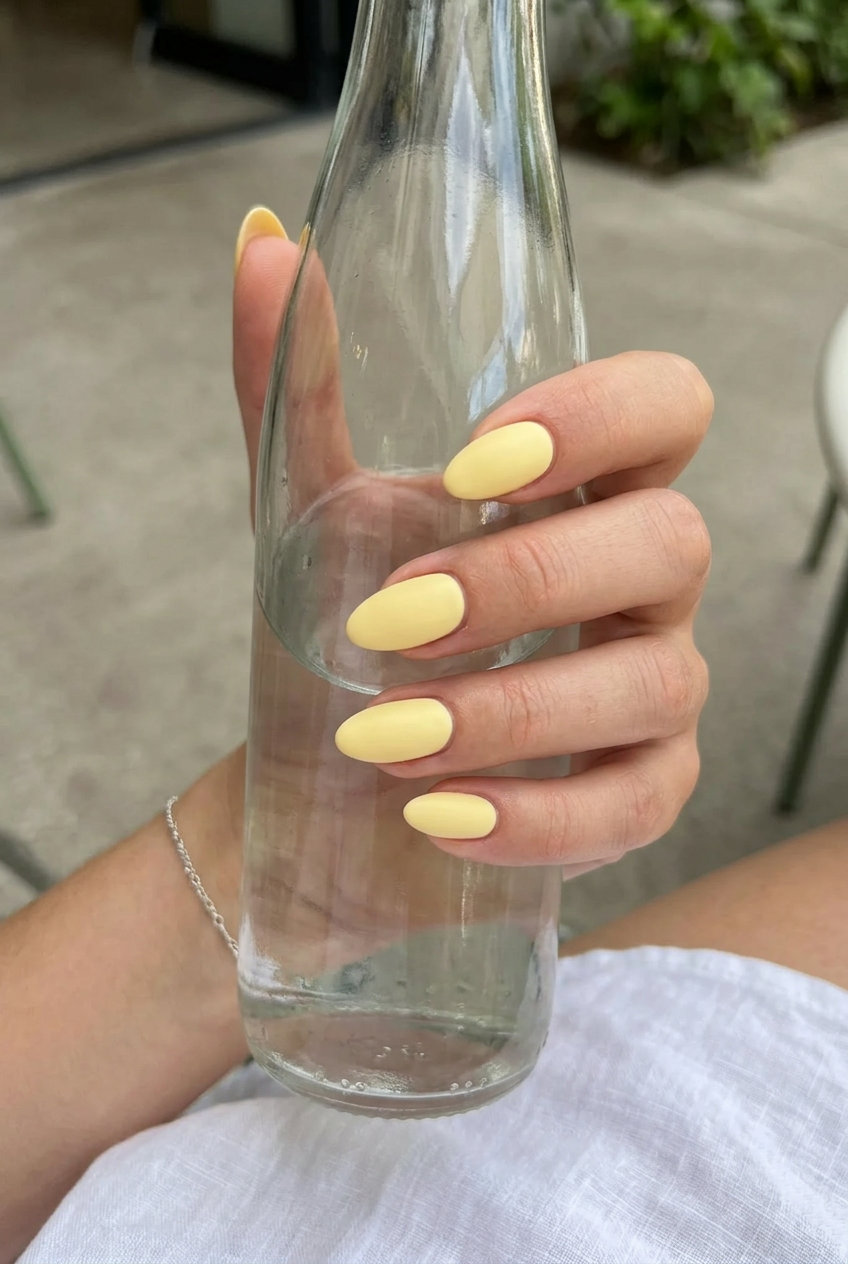 Almond summer nails 2026 for fair skin: Textured sunshine matte for playful outdoor events.