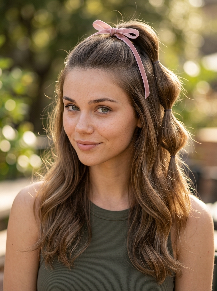 Playful Bubble Pony Half-Up 2026 apricot crush bubble pony half-up with buttercream blonde, textured bubbles, playful mood for summer 2026