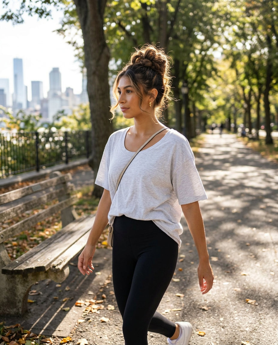 Playful Twisted Top Knot: Easy Updo 2026 long brunette twisted top knot with subtle dimension, messy texture, no fringe — playful weekend updo