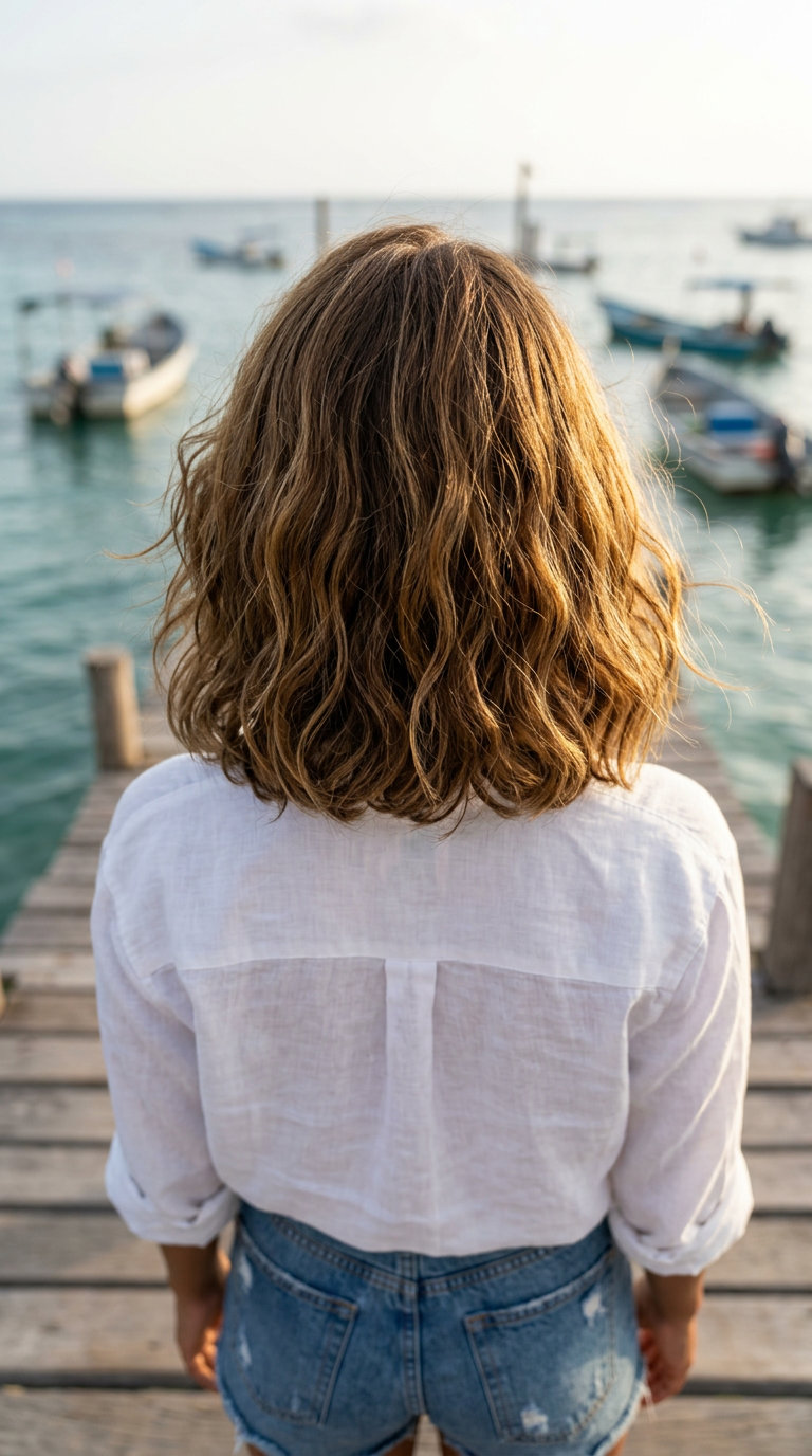 Air-Dried Bob Hairstyle 2026: Effortless Chic shoulder-length air-dried bob with butter toffee brunette, natural waves, no fringe for minimalist summer