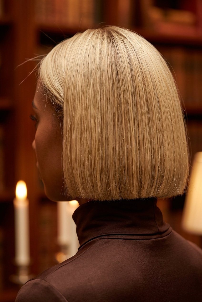 Buttercream Italian Bob 2026 chin-length buttercream blonde italian bob with blunt perimeter and root shadow for summer