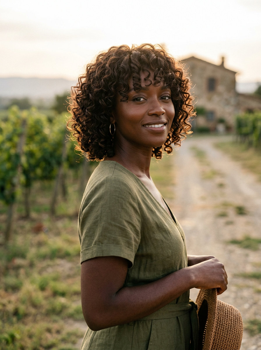 Chocolate Cascade Curly Crop 2026 short curly crop in deep chocolate brown with mahogany lowlights for summer