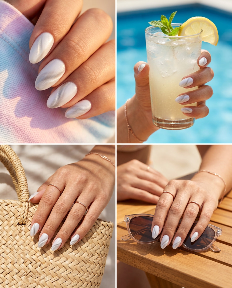 Cute Summer Nails 2026: Milky Cat-Eye Swirls Cute summer nails 2026: Milky Cat-Eye Swirls for date night, elegant evening, or work. Sophisticated and mysterious.