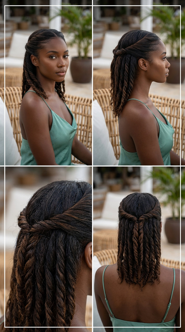 Sleek Deep Espresso Half-Up Twist 2026 long deep espresso twisted half-up with face-framing tendrils for sophisticated look