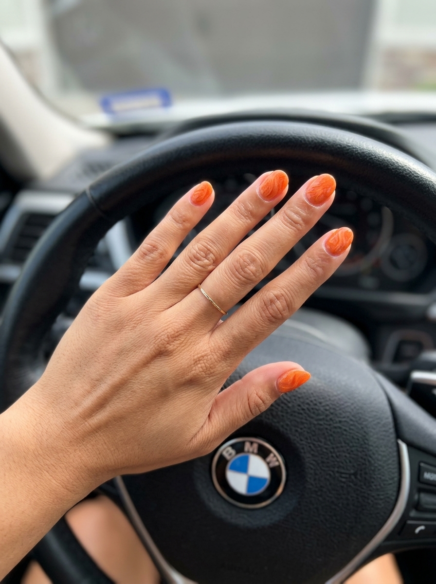 Fun summer nails 2026: Cobalt chrome stiletto sparkle on sharp stiletto nails for a party.