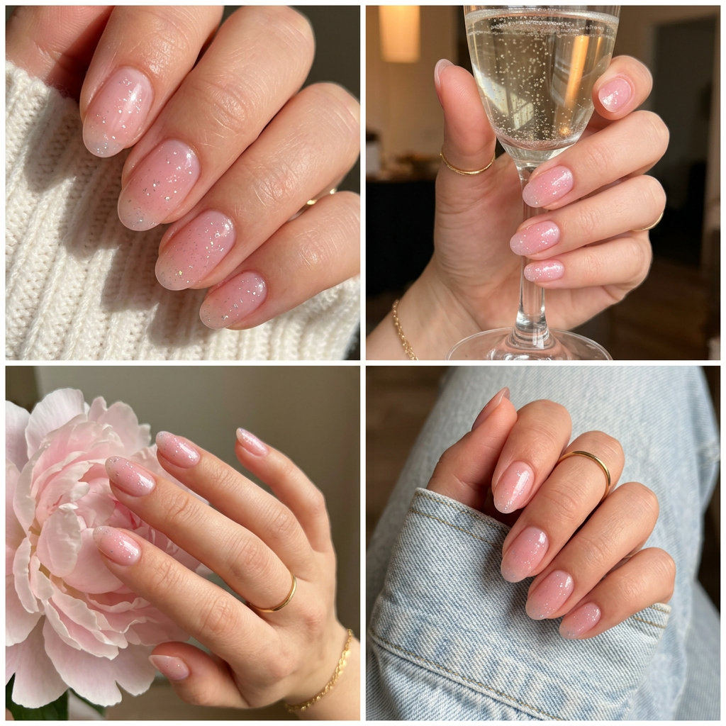 Fairy Floss Glitter Jelly nails for summer brunch, a romantic and playful trend 2026.